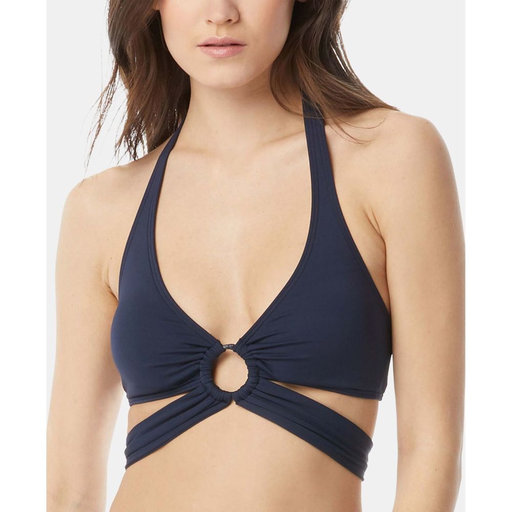 Carmen Marc Valvo Womens Strappy Halter Bikini Top,Medium